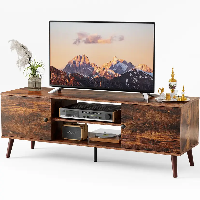 Black TV Stand Cabinet for Living Room or Office
