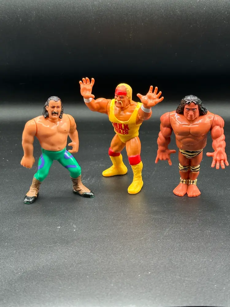 3 1990’s WWF Action Figures Hulk Hogan, Jake The Snake & Jimmy Superfly Snuka