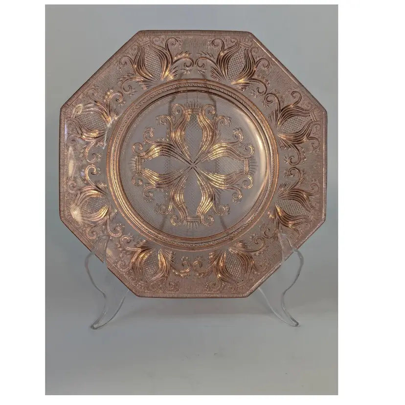 Vintage Blaise Pink Scrolled Thistle Imperial Depression Glass Plate