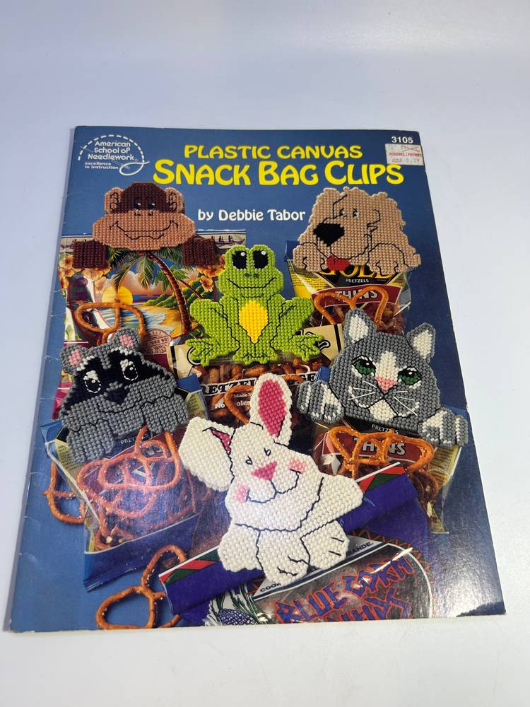 Vintage Plastic Canvas Snack Bag Clips - Animals Pattern Instruction Booklet