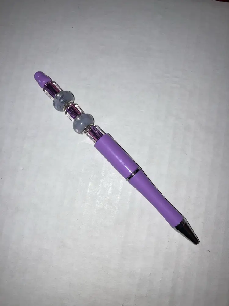 Fidget Pen Handmade By Me! Black Ink! 5 1/2” Made With Glass Beads!