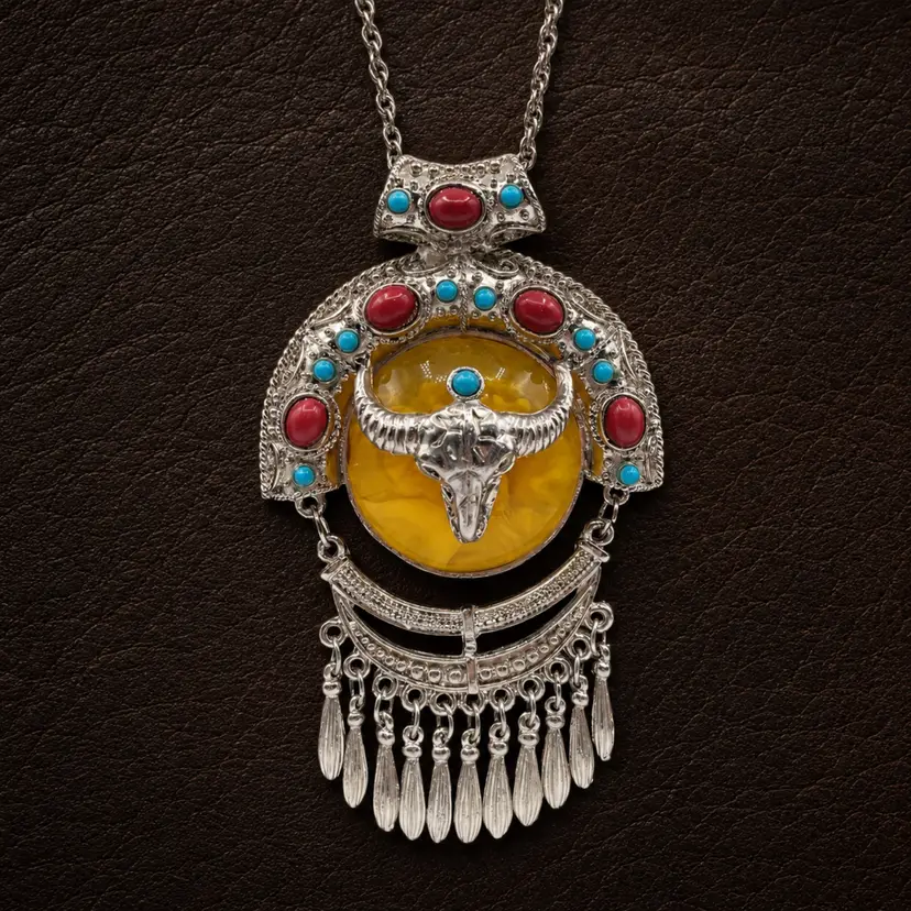 RWB - Large Western Style Pendant Yellow Resin - 28”