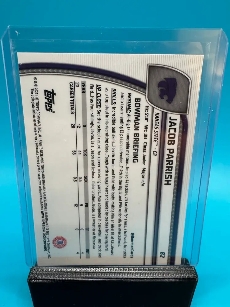 Jacob Parrish 1st Bowman Chrome U Aqua Refractor /299 Tampa Bay Bucs