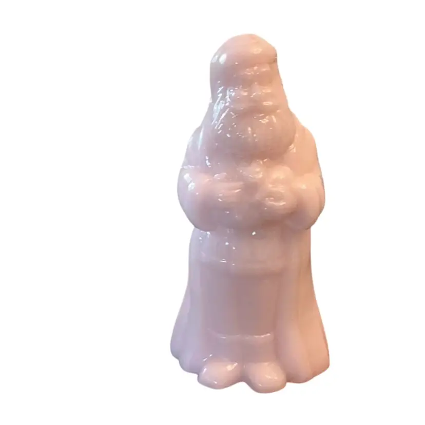 Pink Milk Glass Standing Santa  Claus 8 1/2” X 4 1/2”