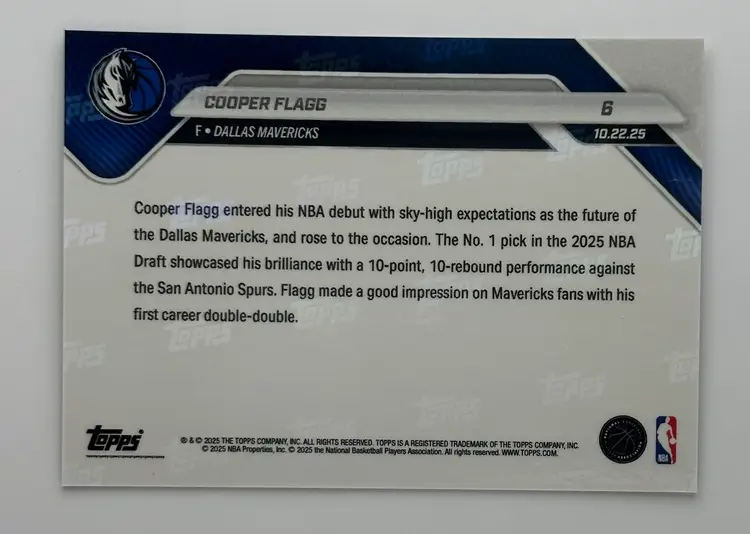 Cooper Flagg #1 Draft Pick Topps NOW