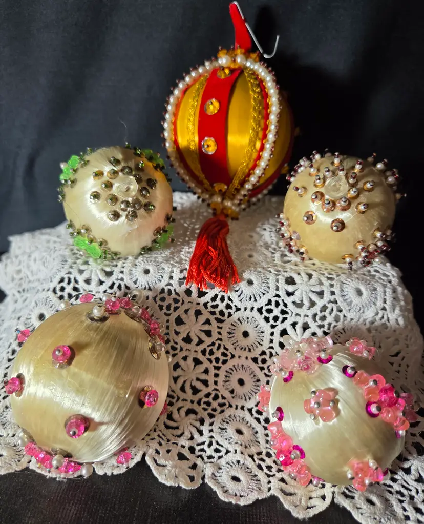 Satin Thread Beaded Ornament Lot