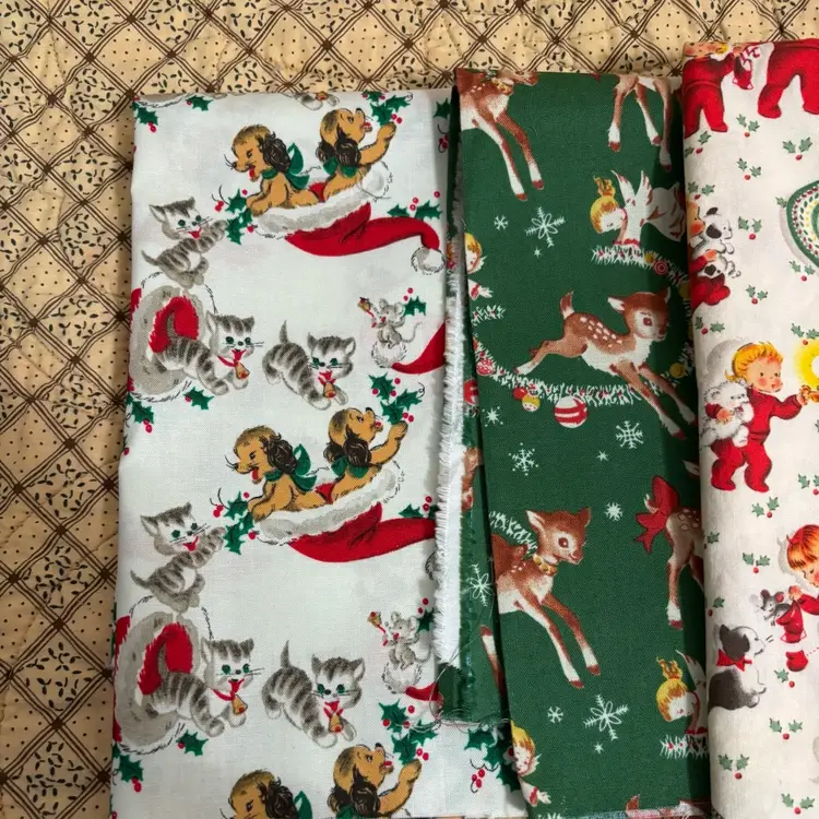 #018- Bundle Reproduction Christmas Fabric Novelty Prints Mid 20O0’s.  Joann Fabrics