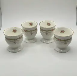 $1 SB! Set of 4 Bone China Floral Egg Cups - Britain ~2”