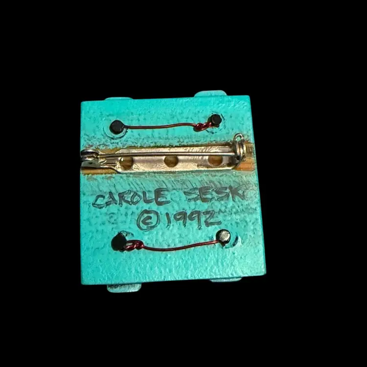 Vintage 1992 Carole Sesko Pin/ Brooch Art Deco Copper,  Beads