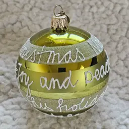 Gold Glass Ornament Pier 1 Imports 3" Round Christmas Holiday Noel