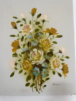 Vintage Original Oil Painting On Canvas Signed Beautiful Roses Floral 20x16