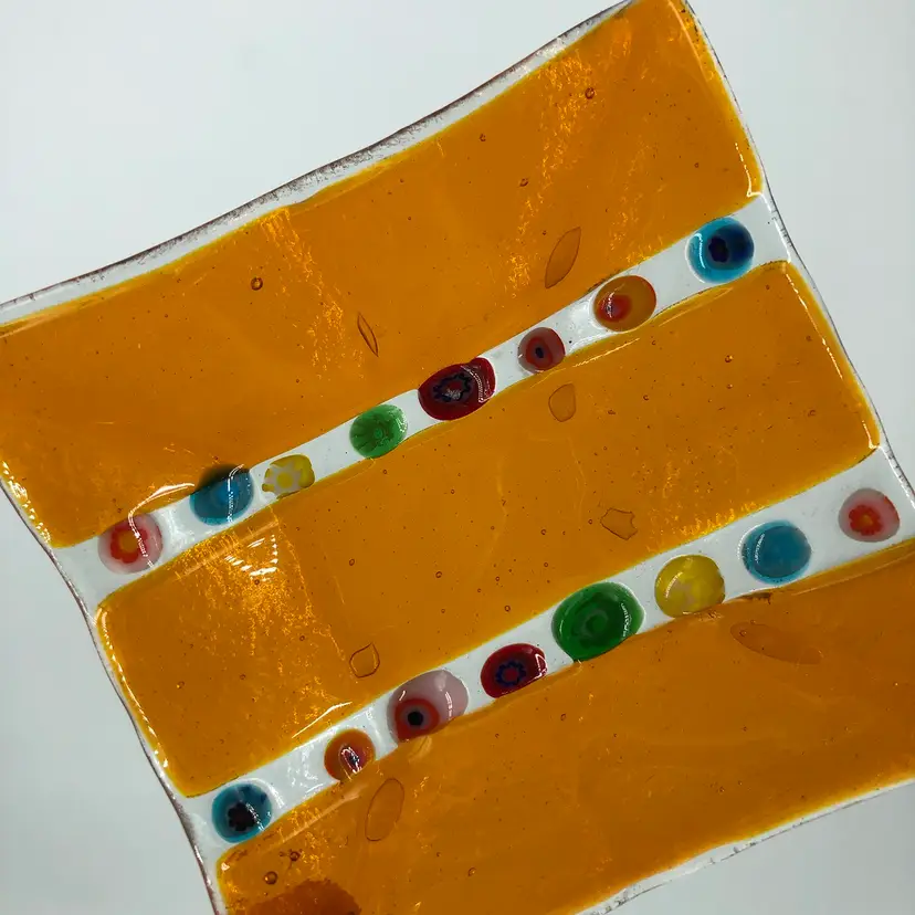 Hand-Blown Art Glass Millefiori Trinket Dish