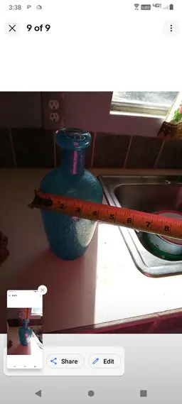 Vintage Murano Blue Seeded Glass Decanter W/Out Stopper