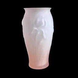 Vintage Tiffin Embossed Iris Flowers Pink Ombre Satin Vase