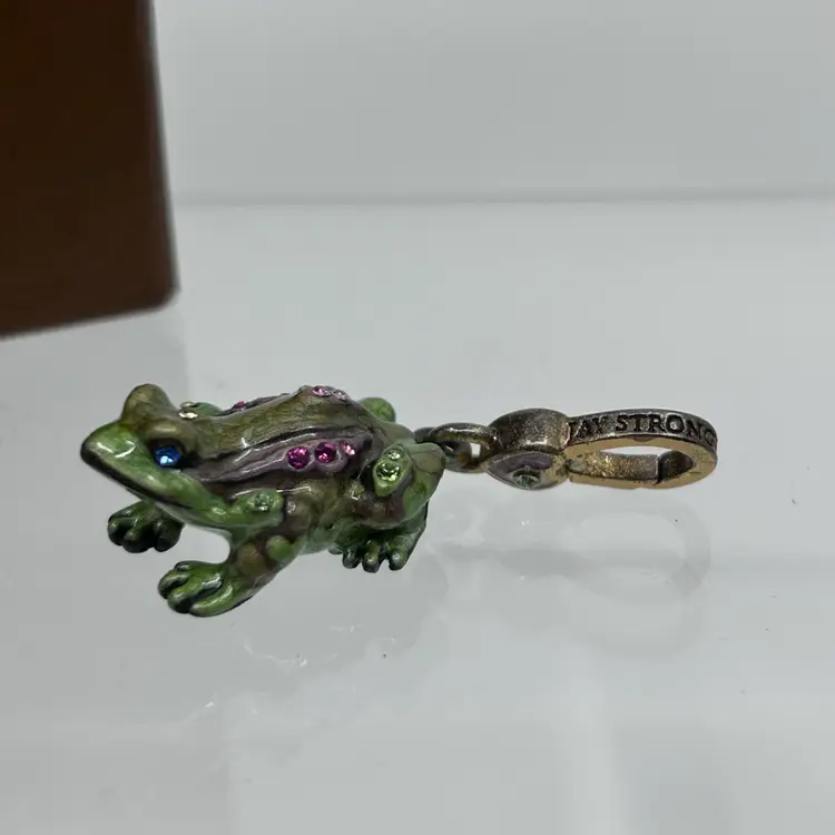 Jay Strongwater FROG CHARM Enamel & Crystals Original Box Retired!