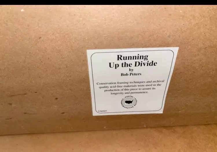 Bob Peters framed Lithographs horses matted with stamps Artist signed .