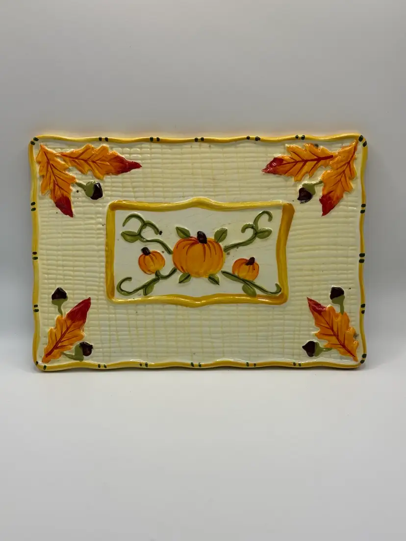 #01 Temp Tations By Tara Ceramic Pumpkin Tray (9.25W x 7H)