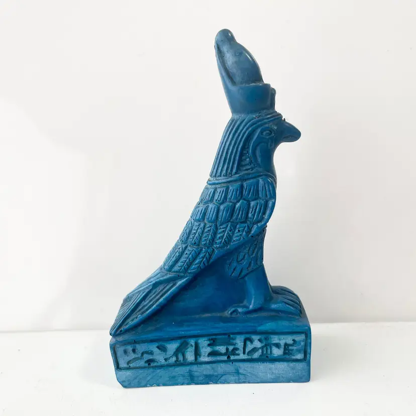 Egyptian Horus Falcon Bird Statue Figurine Sculpture Blue