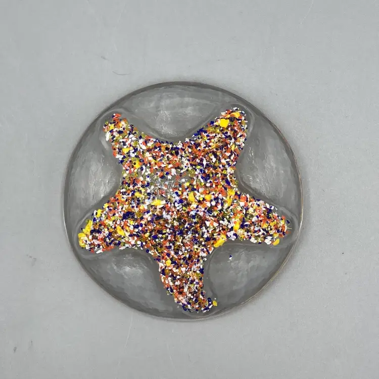 Small Starfish Paperweight with Applied Multicolored Glass "Beads"