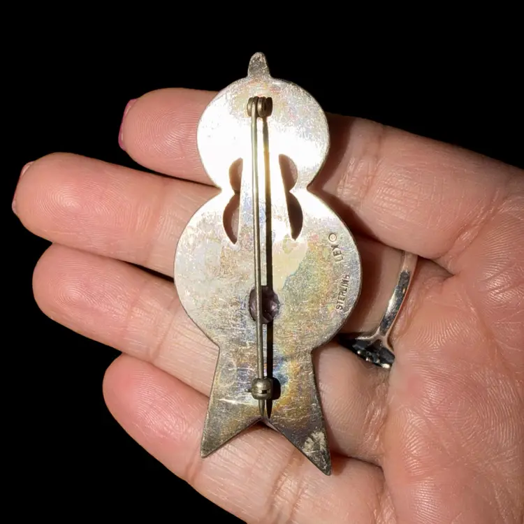 Incredible Navajo Sterling and Amethyst Modernist Rocket Brooch 2.75” Signed LEX