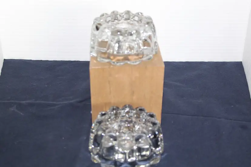 Vintage Princess House Crystal Pattern #438 Pair Of 3Way Candle Holders 2" X 4"