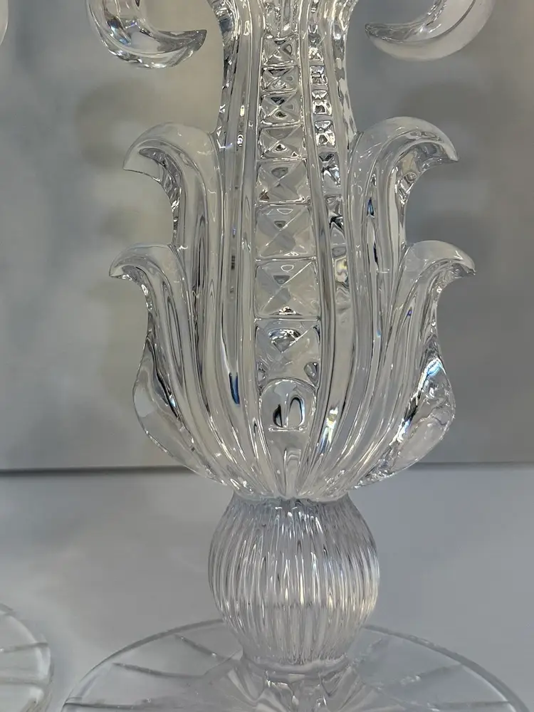 Gusevsky Russian Handmade Lead Crystal Candle Holders – 24% PbO (Pair, 9”)
