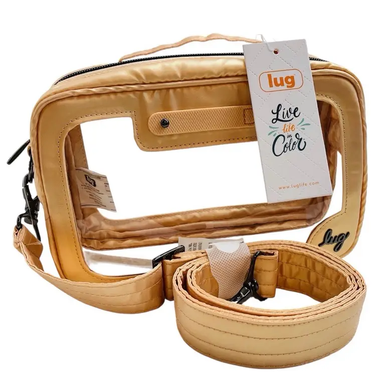 Lug Crossbody Bag Carriage Clearview Clear Stadium Concert Bag Metallic Gold NWT