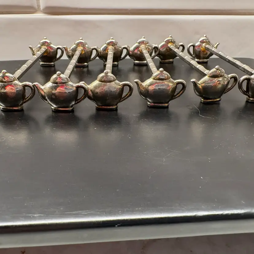 6 Vintage Silverplate Teapot Knife Rests – Novelty Porte Couteau, Tea Party