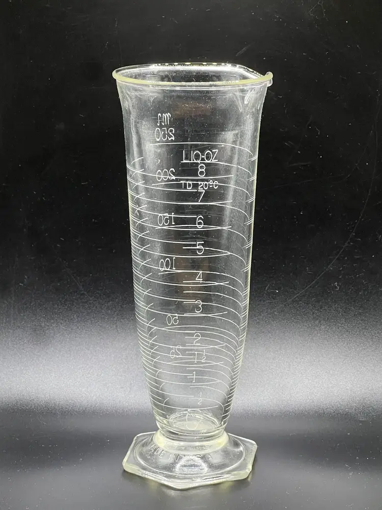 VTG Pyrex Etched 8oz/250ml Glass Hexagon Footed Apothecary Beaker
