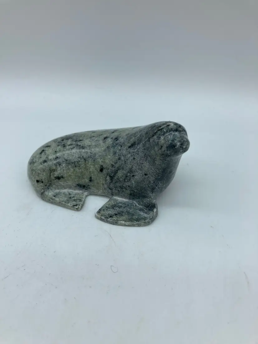 Small Soapstone Carved Walrus, Signed