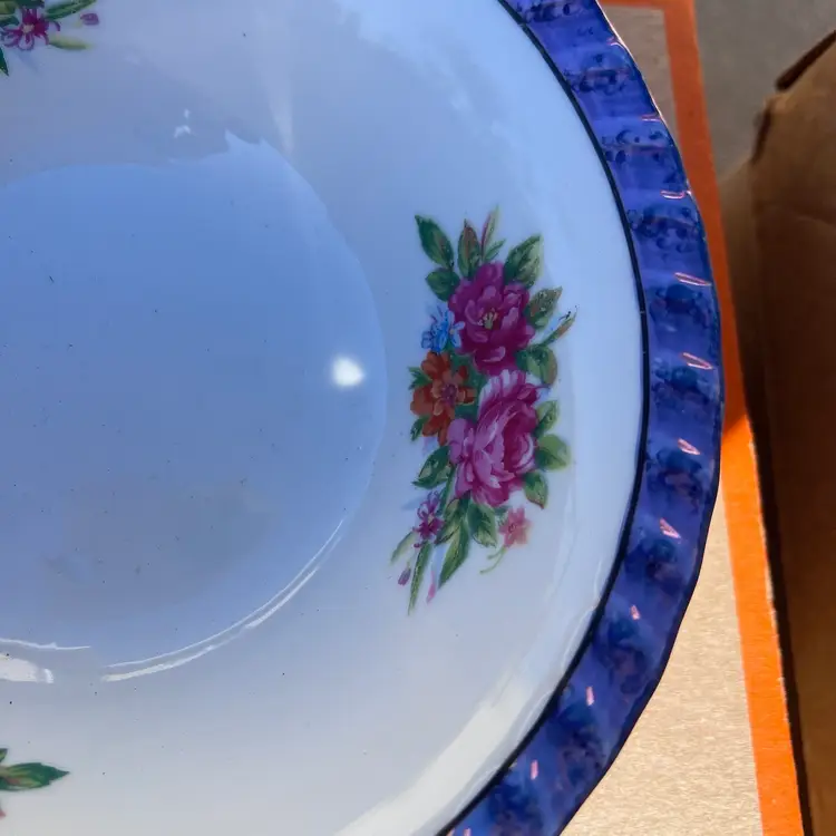 Vintage Made I’m Japan Floral Lusterware Bowl Decor Flowers Vintage Yamatsu Japan Bowl Floral With Purple Luster Rims 7”