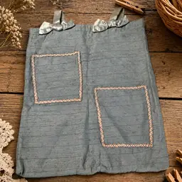 Vintage Clothespin Bag - Turquoise Barkcloth Fabric - Curtain Farbric