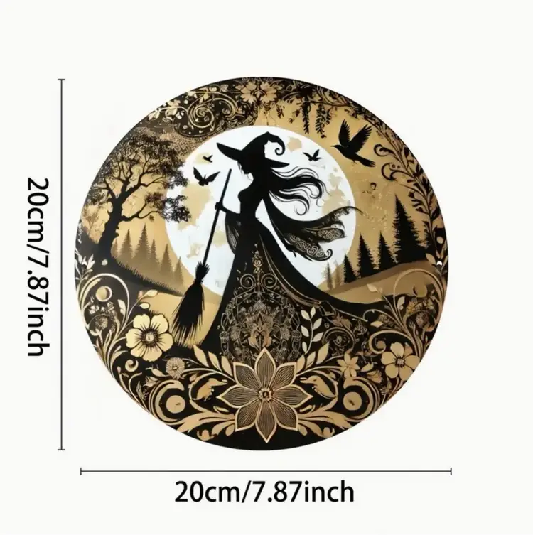 Gothic Witch Wall Art Vintage Inspired 2D Flat Metal Wall Art New Halloween
