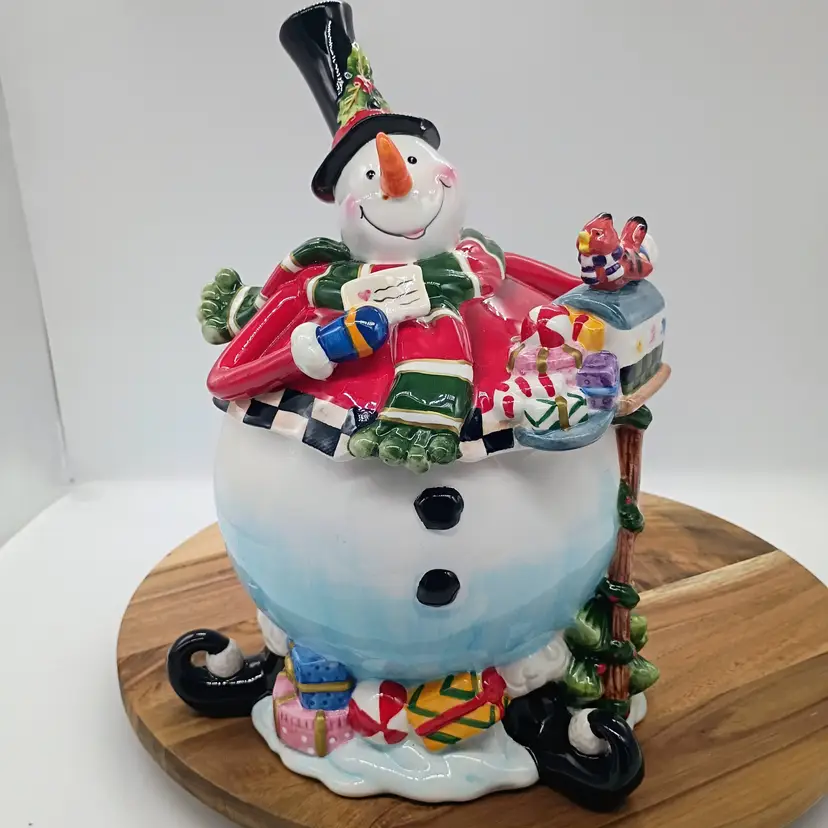 Fitz & Floyd Classic Sullivan The Snowman Ceramic Cookie Jar .2006 Retired