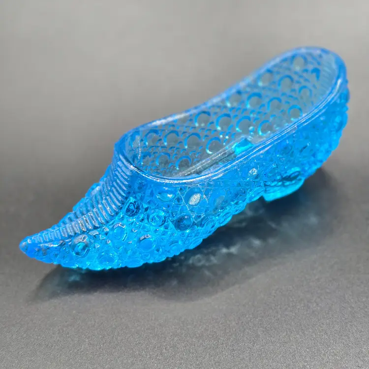 EAPG Capri Blue Glass Victorian Slipper, in Button Pattern. Beautiful Electric Blue...excellent Condition.