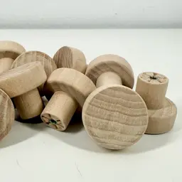 (12) Raw 1 1/4” Wooden Knobs w/Mounting Screws