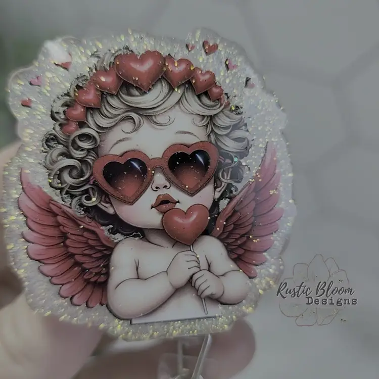 WCupid Red ANGEL Wings VALENTINE'S Day Badge Reel,
Ready-to-ship 
Retractable, Discs Are Interchangeable