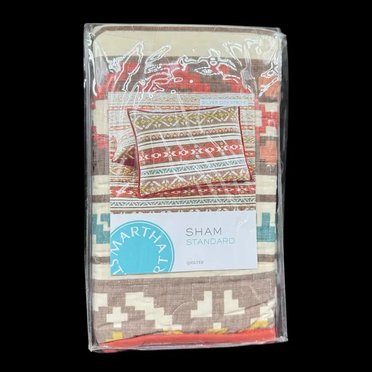 Martha Stewart Collection Silver City Stripe Standard Pillow Sham Quilted