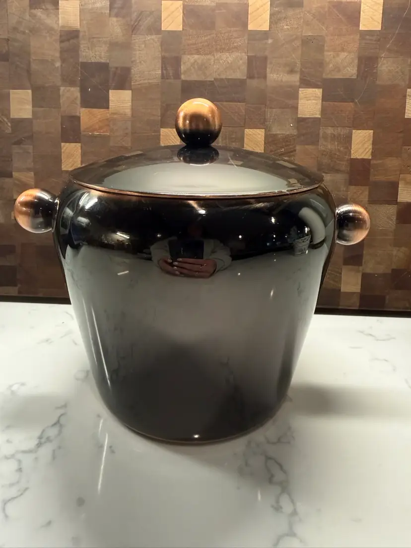 Oneida Copper and Black Enamel Insulated Ice Bucket with Lid