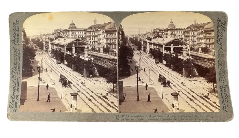 Real Photo Stereoview Stereograph Card Berlin Germany Architecture Underwood