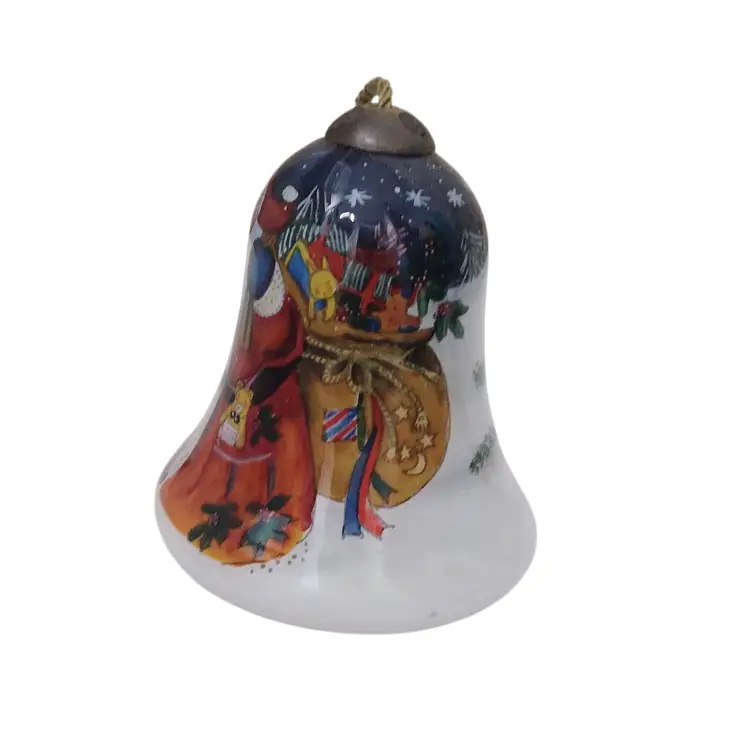 Ne'Qwa Susan Winget Reverse Painted Glass Santa Ornament The Joy You Give