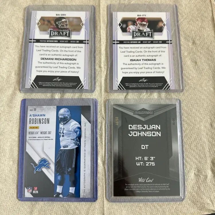 BUNDLE OF 4 AUTOGRAPHS NFL TRADING CARD NEAR NM ONE NUMBER AUTO IN THE BUNDLE