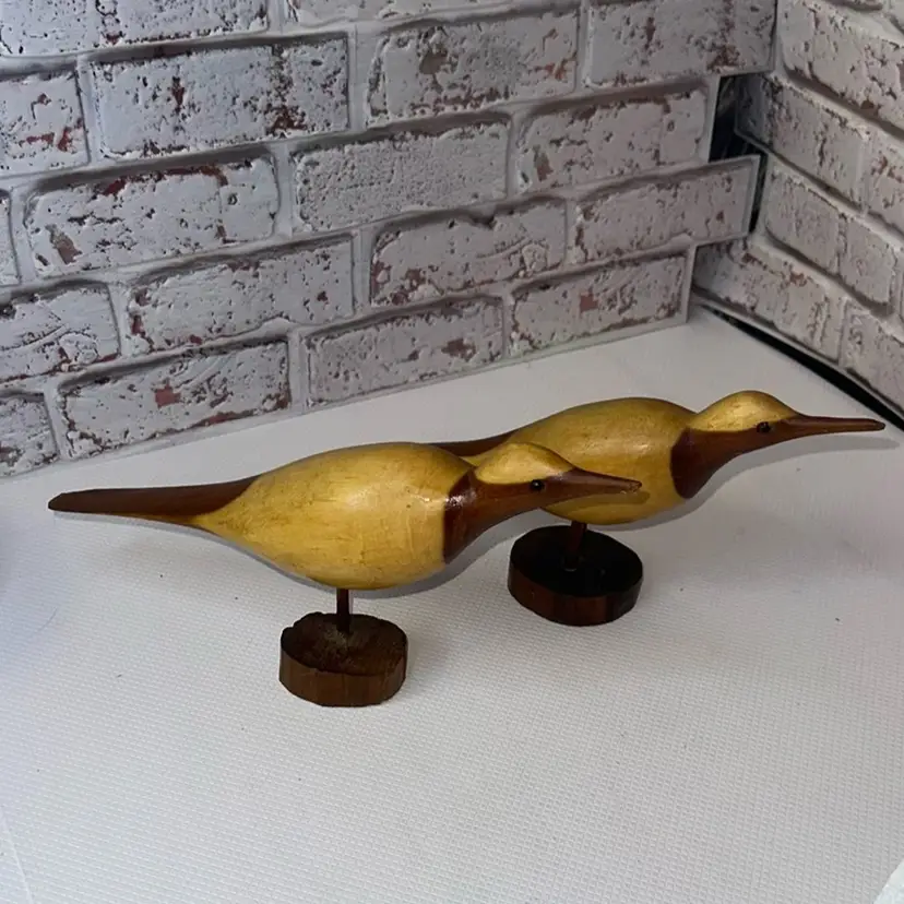 Pair Of Vintage animals Birds Foll Art (Wooden)