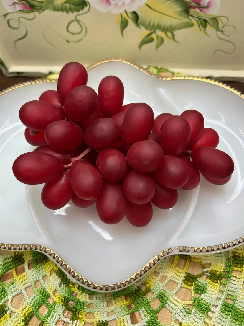 Vintage Bunch Of Plastic Grapes, Burgandy In Color