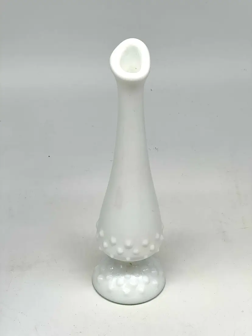 Fenton Milk Glass Hobnail Base Bud Vase