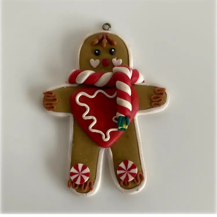 1990’s Handmade Gingerbread Man Christmas Ornament with FIMO