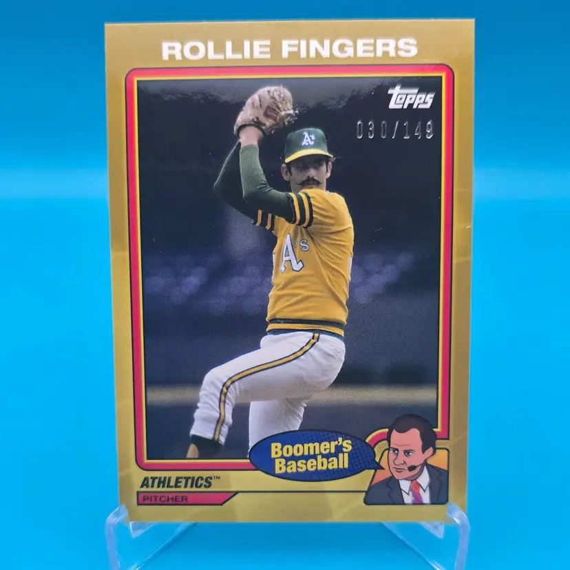 Rollie Fingers 2024 Topps X Chris Berman Boomer's Baseball Gold Parallel 030/149 Athletics