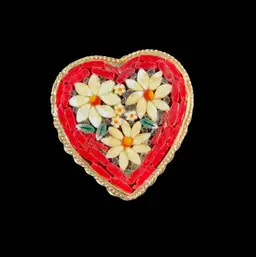 Italian Micro Mosaic Heart Brooch