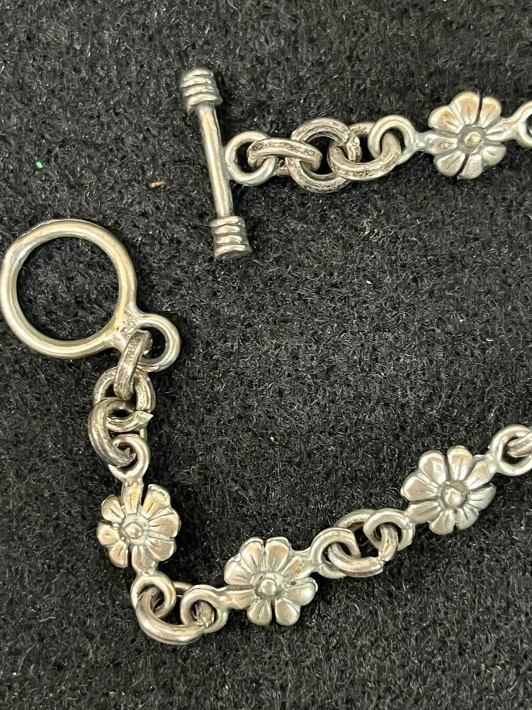 #01 - Vintage Floral 925 Silver Bracelet