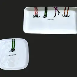 Rae Dunn Hocus Pocus Ceramic Halloween Serving Tray & Square Plate Set